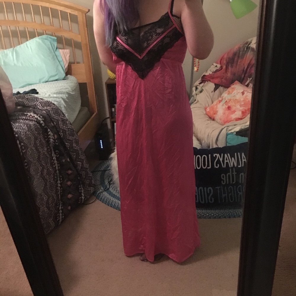 sheer pink and black nightgown